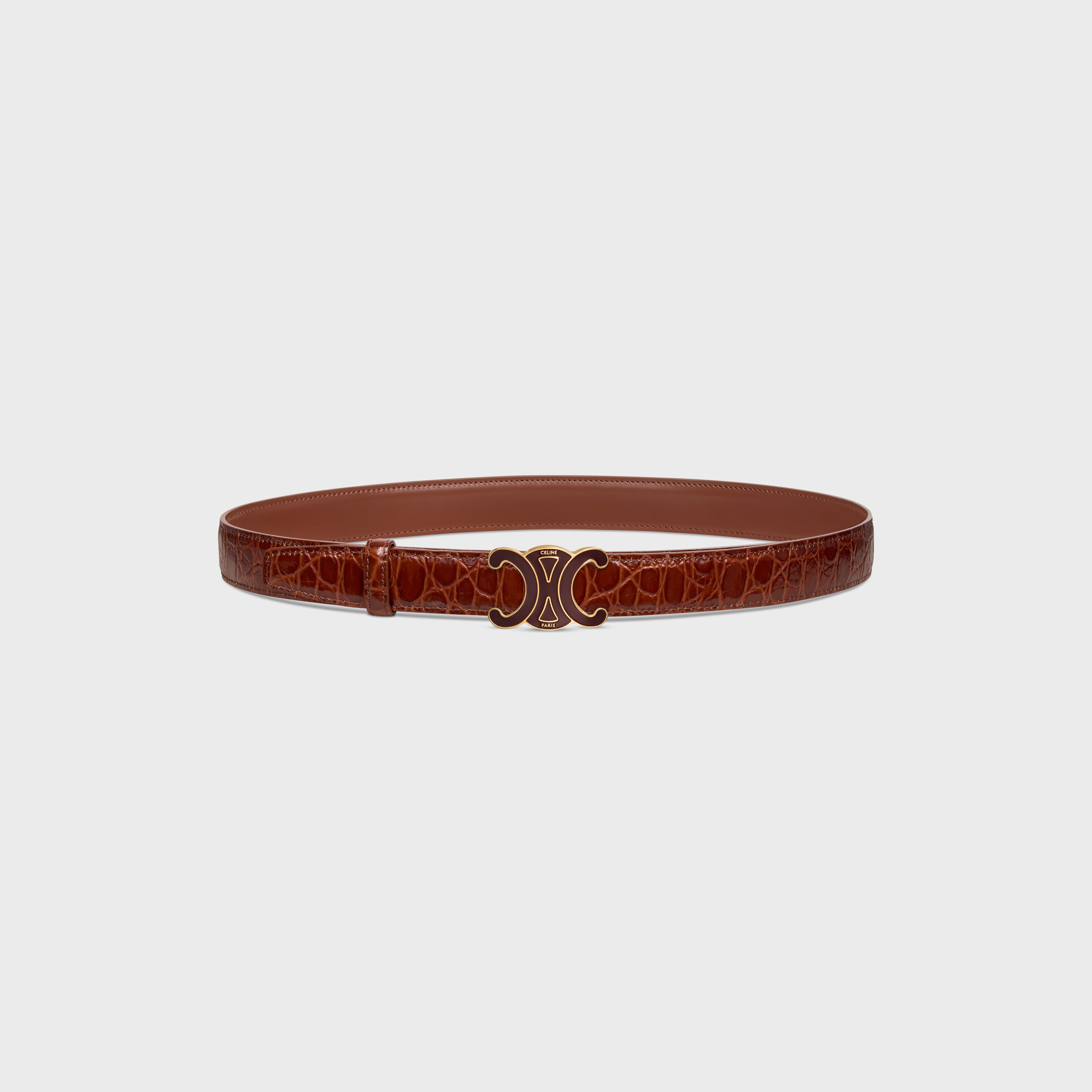 Reversible Strap 25 IN TAURILLON LEATHER AND CROCODILE EMBOSSED